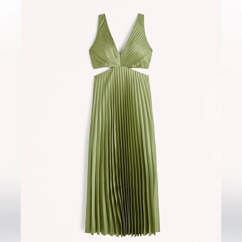 Abercrombie Satin Pleated Cutout Maxi Dress